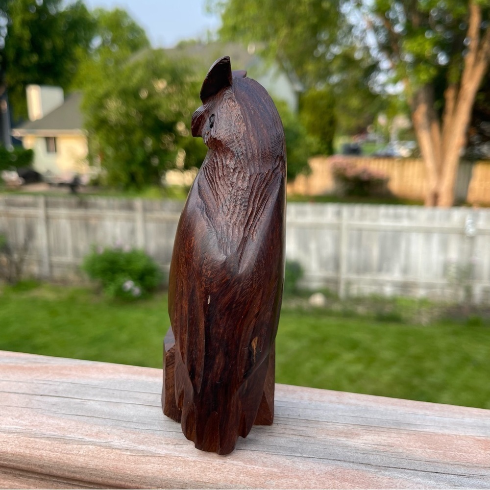Vintage Ironwood Hand Carved Wooden Owl Bird  Figurine Sculpture 6” MCM Decor - Picture 6 of 8